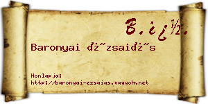 Baronyai Ézsaiás névjegykártya